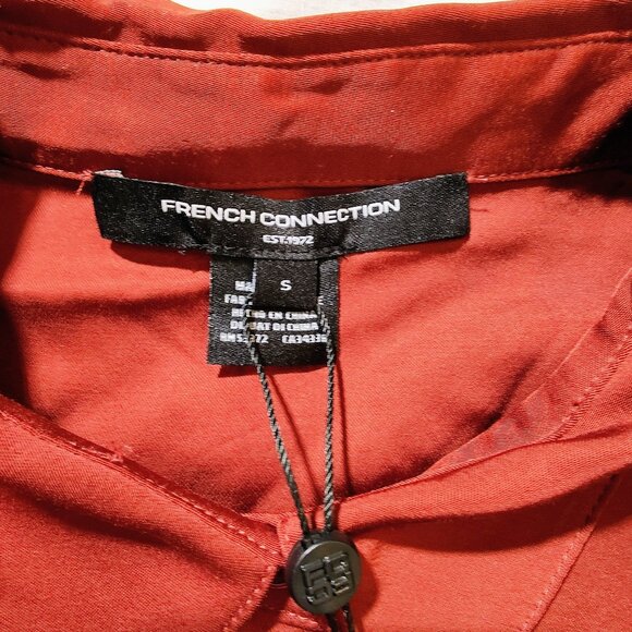 French Connection Women's Small Long Sleeve Burgundy Blouse NWT - Picture 6 of 9